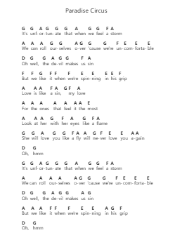 Paradise Circus Piano letter notes by Massive Attack - Arr.Norgiles