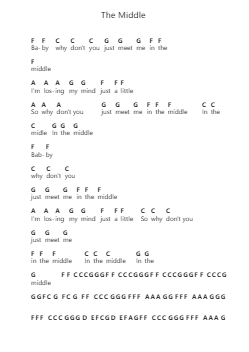 The Middle Piano letter notes by Zedd - Arr.Bulwatt Beergrant