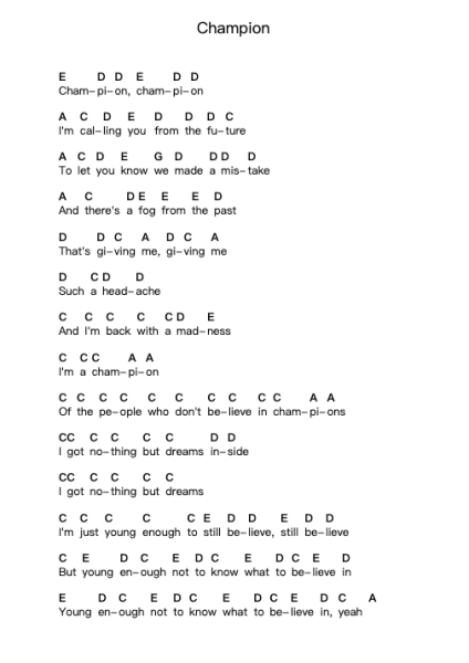 Champion Piano letter noten van Fall Out Boy - Arr.Gusgess