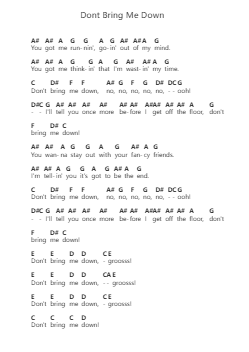 Dont Bring Me Down Ghi chú đàn piano bởi Electric Light Orchestra - Arr.Woodthorne Rylee