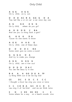 Only Child पियानो पत्र नोट्स द्वारा The Raconteurs - Arr.Joedrich