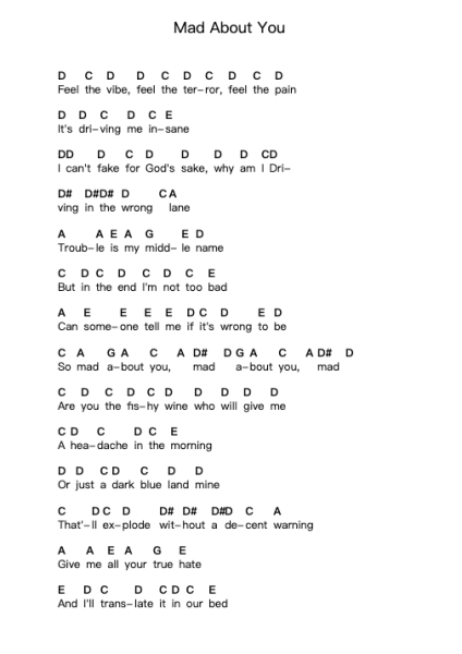 Mad About You ピアノの音符 by Hooverphonic - Arr.Bamia
