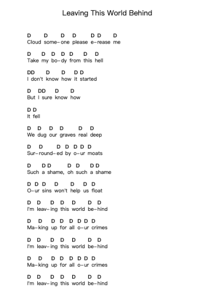 Leaving This World Behind Piano letter notes by Trivium - Arr.Flowergess