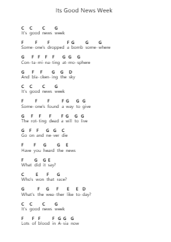 Its Good News Week Notas de piano en letras por Hedgehoppers Anonymous - Arr.Grifdice