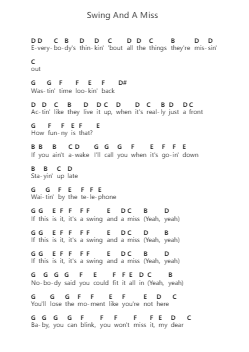 Swing And A Miss Piano letter notes by Oliver Tree - Arr.Hartepeare