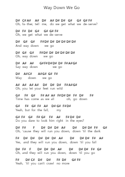 Way Down We Go Piano letter notes by Kaleo - Arr.Maglius