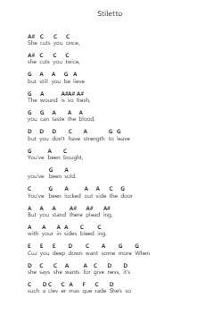 Stiletto Piano letter notes by Billy Joel - Arr.Cliffcam Whbill
