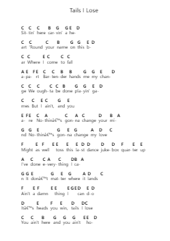 Tails I Lose Piano letter notes by Parker McCollum - Arr.Maypaul