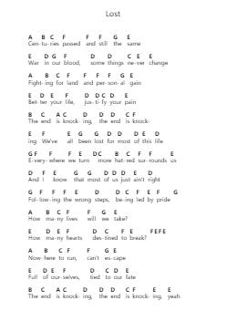 Lost Piano letter notes by Avenged Sevenfold - Arr.Greyscott Auswill