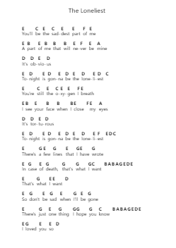 The Loneliest Note letterarie per pianoforte di Måneskin - Arr.Raemen