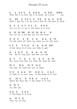 Temple Of Love 钢琴字母谱由 The Sisters of Mercy - 编曲 Greenblack Xawilde