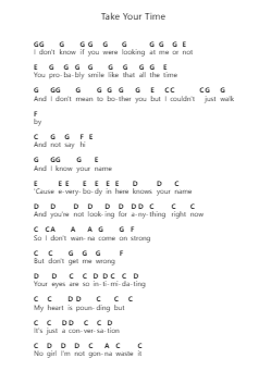 Take Your Time Catatan huruf piano oleh Sam Hunt - Arr.Malke Wordby