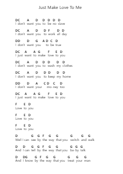 Just Make Love To Me Piano letter notes by Muddy Waters - Arr.Thodorece