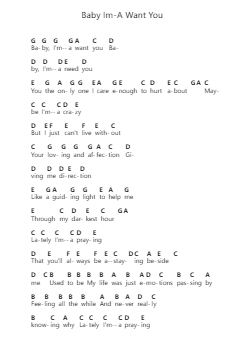 Baby Im-A Want You โน้ตตัวอักษรเปียโนโดย Bread - Arr.Betbur