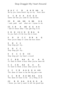 Stop Draggin My Heart Around Piano letter notes by Stevie Nicks - Arr.Lynchric