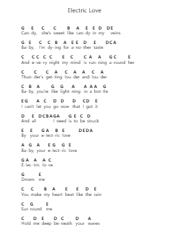 Electric Love Piano letter notes by BØRNS - Arr.Gaildie Tedn