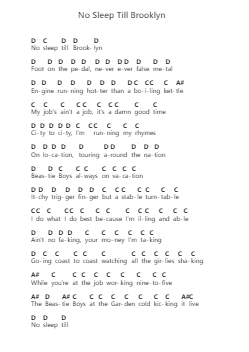 No Sleep Till Brooklyn Piano letter notes by Beastie Boys - Arr.Blouis