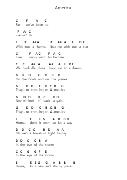 America Piano letter notes by Neil Diamond - Arr.Genus