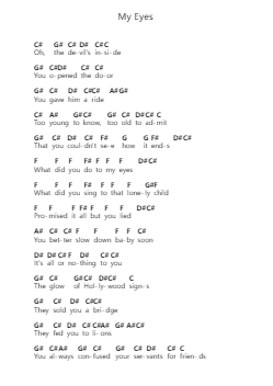 My Eyes 鋼琴字母譜由 The Lumineers - 編曲 Uvey