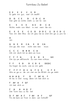 Turmbau Zu Babel Piano letter notes by Drangsal - Arr.Leeles Stoweser