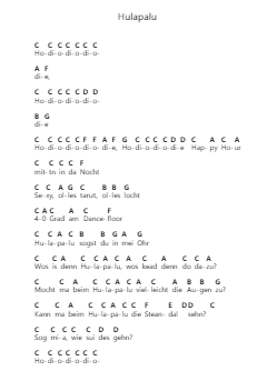 Hulapalu Piano letter notes by Andreas Gabalier - Arr.Oglet Kitcke
