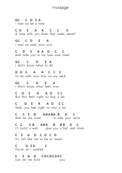 Hostage Piano letter notes by Billie Eilish - Arr.Joeges
