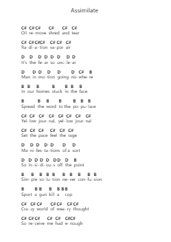 Assimilate Piano letter notes by Daron Malakian and Scars on Broadway - Arr.Virbell