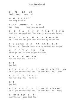 You Are Good Nota surat piano oleh Israel & New Breed - Arr.Pulsing