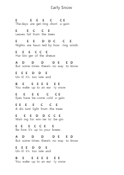 Early Snow Piano letter notes by The Sword - Arr.Quinliet