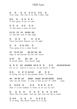 1000 Eyes Piano letter notes by Death - Arr.Efkirk