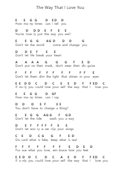 The Way That I Love You Piano letter notes by Passenger - Arr.Ianruth Xalain
