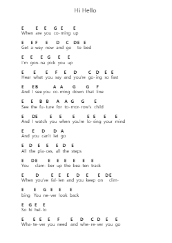 Hi Hello Piano letter notes by Johnny Marr - Arr.Bartcent Whitegreve