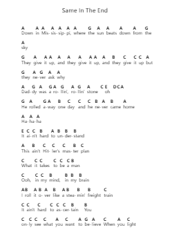 Same In The End 鋼琴字母譜由 Sublime - 編曲 Salpeg Beerneil