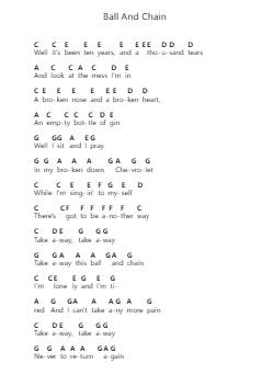 Ball And Chain Piano letter notes by Social Distortion - Arr.Auslus Yeachard