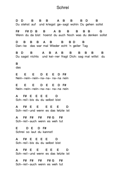Schrei पियानो पत्र नोट्स द्वारा Tokio Hotel - Arr.Loliz O'Conbach