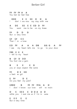 Berber Girl Piano letter notes by Kourosh Capricornir - Arr.Duntrick