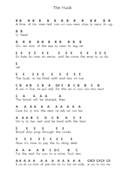 The Husk पियानो पत्र नोट्स द्वारा Rings of Saturn - Arr.Jefgiles Greren