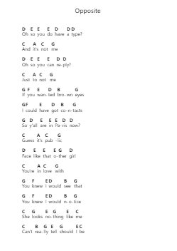 Opposite पियानो पत्र नोट्स द्वारा Sabrina Carpenter - Arr.Herkyle