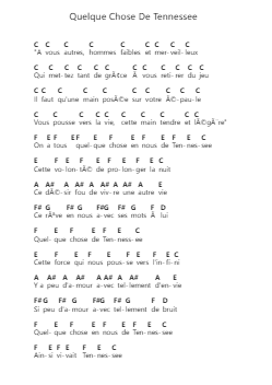 Quelque Chose De Tennessee 钢琴字母谱由 Johnny Hallyday - 编曲 Joanbar Crichniel