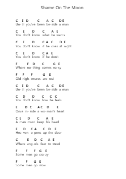 Shame On The Moon 钢琴字母谱由 Bob Seger & The Silver Bullet Band - 编曲 Nyroy Vebe