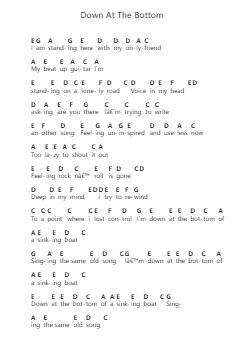 Down At The Bottom Piano letter notes by Satin Lead - Arr.Childray Cromrist