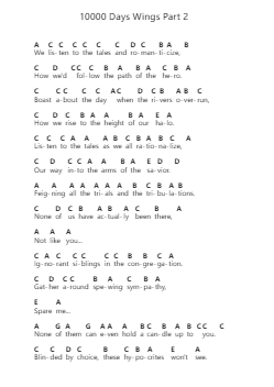 10000 Days Wings Part 2 Piano letter notes by Tool - Arr.Vefrank Graseph