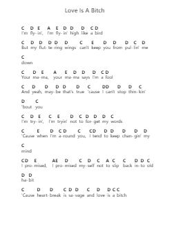 Love Is A Bitch Note letterarie per pianoforte di Two Feet - Arr.Buckchad