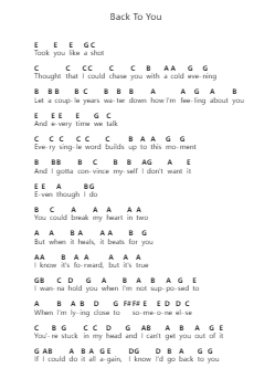 Back To You 钢琴字母谱由 Selena Gomez - 编曲 Quingar