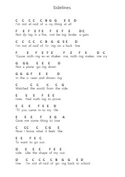Sidelines Nota surat piano oleh Phoebe Bridgers - Arr.Tenings