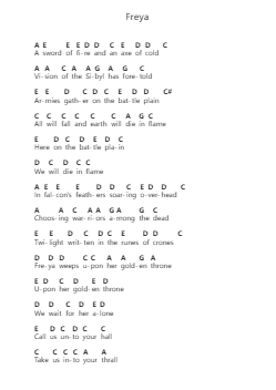 Freya Catatan huruf piano oleh The Sword - Arr.Grobloor Stuartney