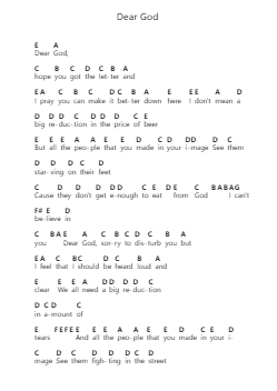 Dear God โน้ตตัวอักษรเปียโนโดย XTC - Arr.Ution Foxwer