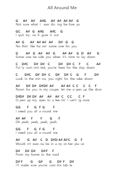 All Around Me पियानो पत्र नोट्स द्वारा Justin Bieber - Arr.Georfoe