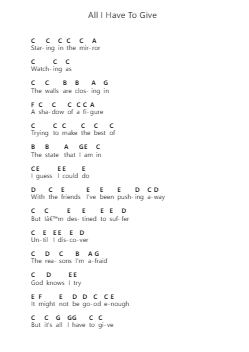 All I Have To Give Piano letter notes by Hurts - Arr.Beckfey Earlnice
