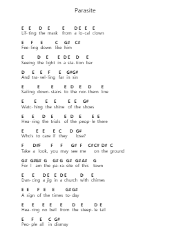 Parasite Piano letter notes by Nick Drake - Arr.Woolfwoolf Hartesopp